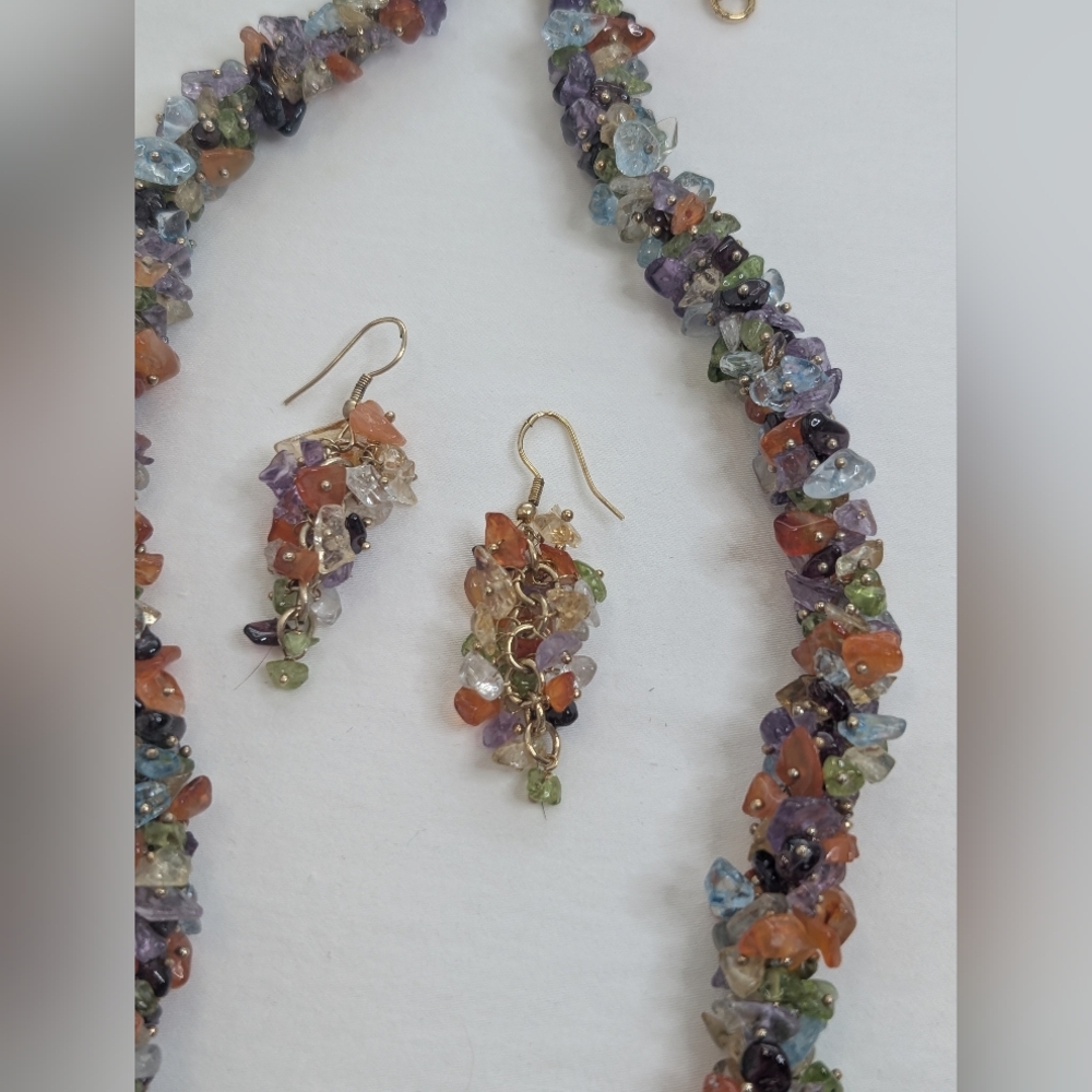 Stauer 140 Carat Gemstone Fiesta Necklace & Earrings - Vintage Estate Jewelry - Picture 5 of 10